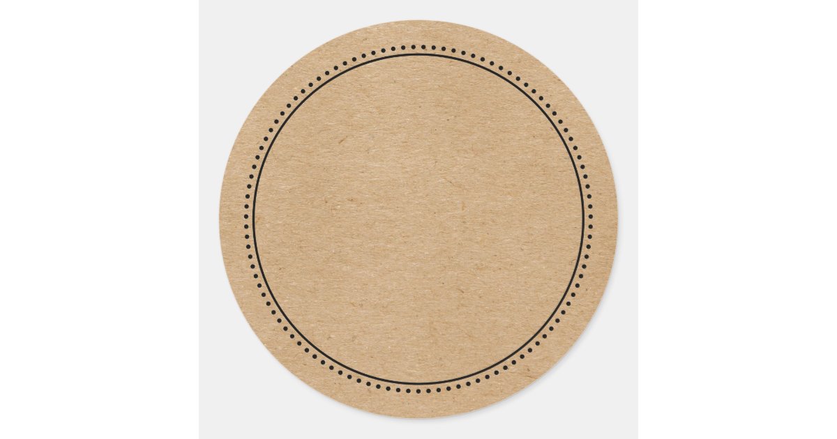 Round Rusty Border Rustic Kraft Blank Write On Dotted Border Classic Round Sticker | Zazzle