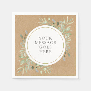 Rustic Kraft Boho Eucalyptus Greenery Wedding Napkin