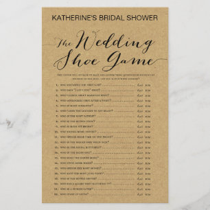 Rustic Kraft Bridal Shower Game PRINTED