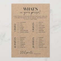 Rustic Kraft Bridal Shower Whats In Your Purse