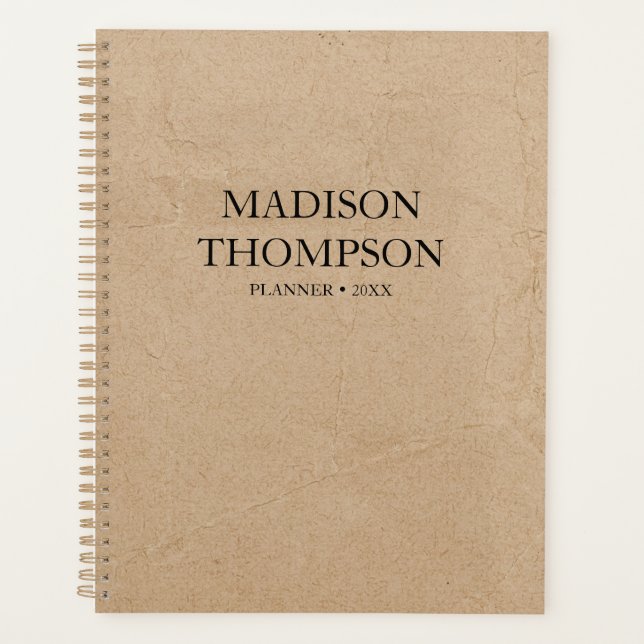 Rustic Kraft Brown Paper Simple Professional  Planner (Front)