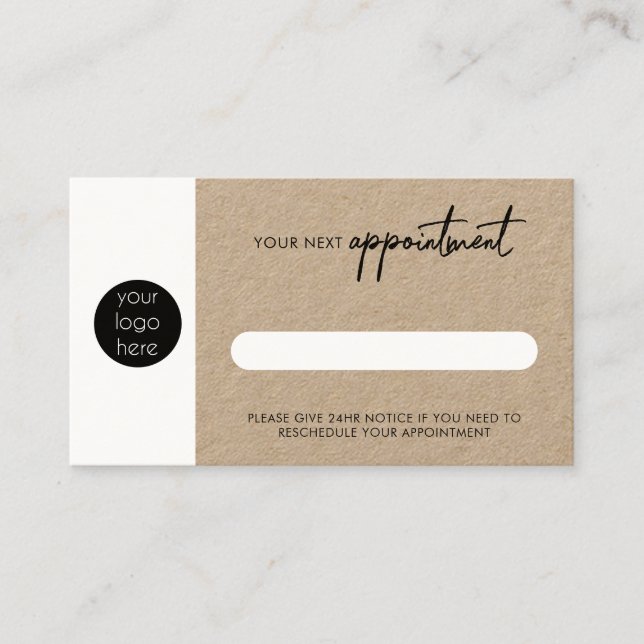 Rustic Kraft Business Next Appointment Card (Front)