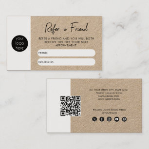 Rustic Kraft Business Refer A Friend Referral Card