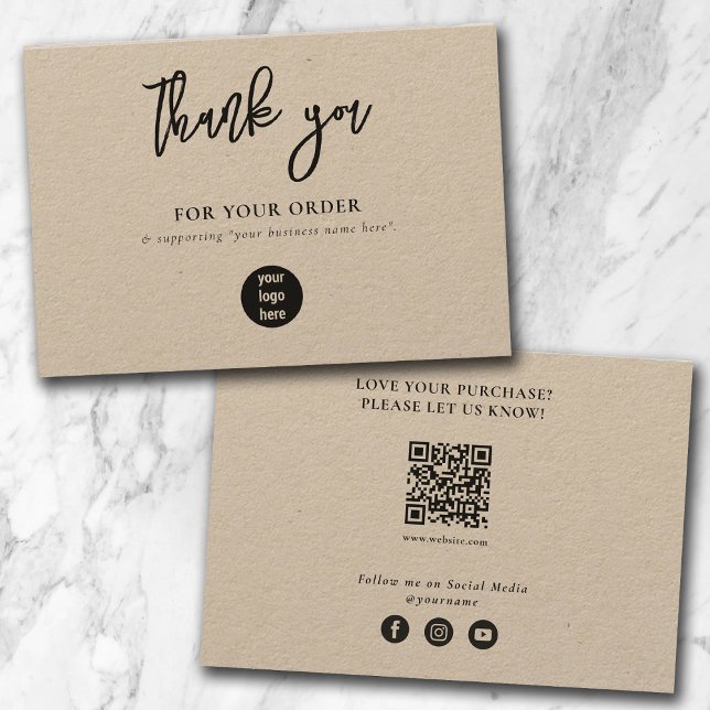 Rustic Kraft Business Thank You Logo Social Media Card (Rustic Kraft Business Thank You Logo Social Media)