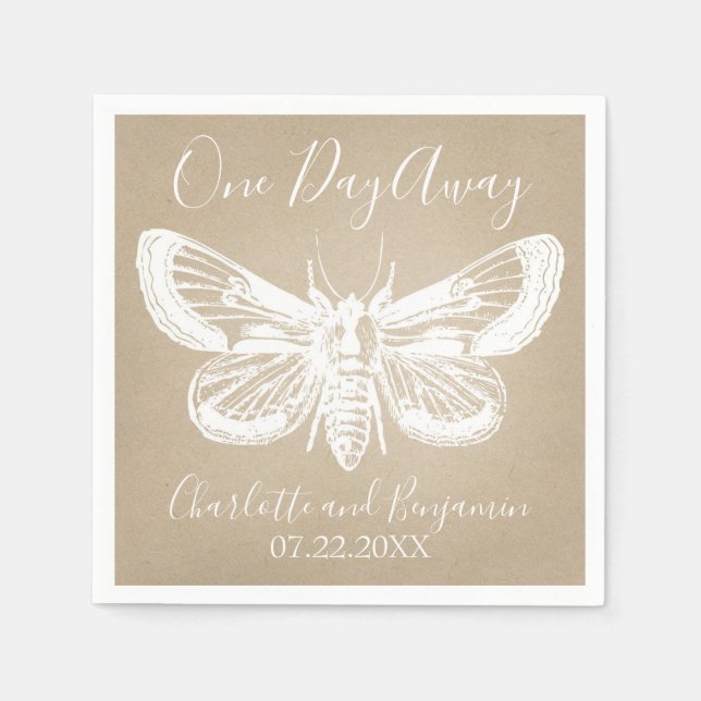 Rustic Kraft & Butterfly Rehearsal Dinner Wedding Napkin (Front)