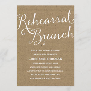 Rustic Kraft   Calligraphy Rehearsal Brunch Invitation