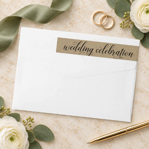 Rustic Kraft Calligraphy Wedding Celebration Wrap Around Label