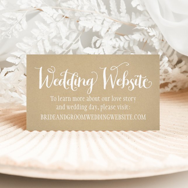 Rustic Kraft Calligraphy Wedding Website Enclosure Card (Creator Uploaded)