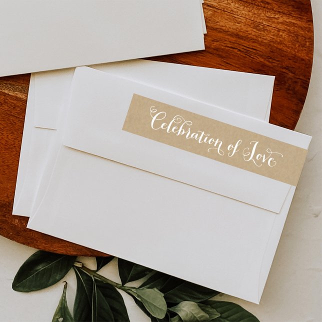 Rustic Kraft Celebration of Love Wedding Wrap Around Label (Creator Uploaded)