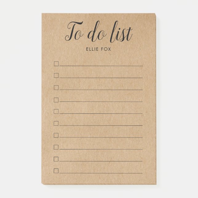 Rustic Kraft Checkbox To-Do List Post-it Notes (Front)