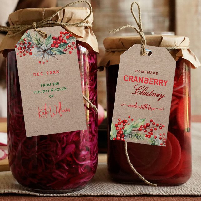 Rustic Kraft Christmas Cranberry Chutney Labels (Creator Uploaded)