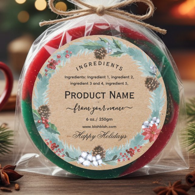 Rustic kraft Christmas jam ingredient Label  (Creator Uploaded)