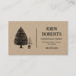 Rustic Kraft Christmas Tree  Business Card
