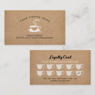 Rustic Kraft Coffee Cups Coffee Loyalty Card