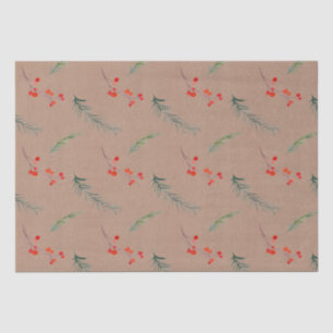 Rustic Kraft Colour Winter Spruce & Berries  Tissue Paper