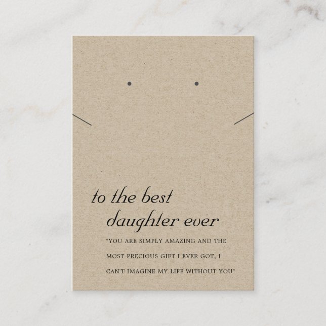 RUSTIC KRAFT DAUGHTER GIFT NECKLACE EARRING CARD (Front)