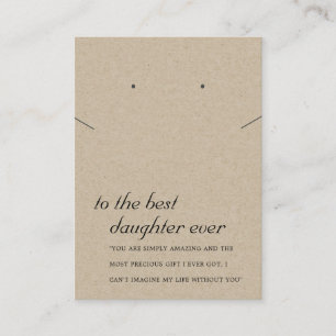 RUSTIC KRAFT DAUGHTER GIFT NECKLACE EARRING CARD