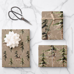 Rustic Kraft Deer In A Woodland Forest Wrapping Paper Sheet