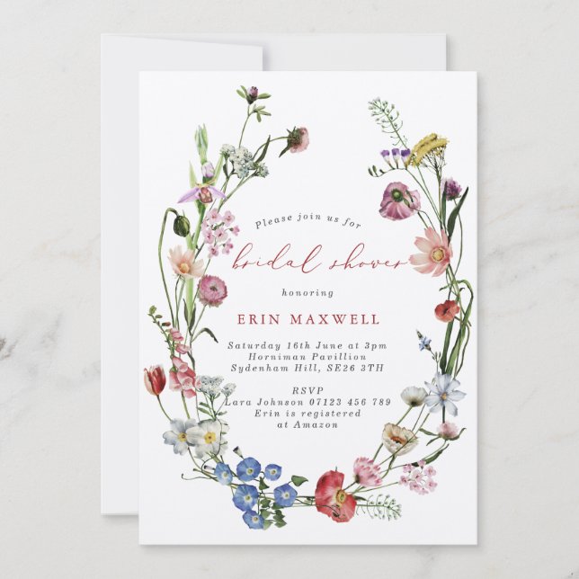 Rustic Kraft Dutch Floral Wreath Bridal Shower Invitation (Front)
