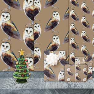 Rustic Kraft Elegant Barn Owl Wrapping Paper Sheet