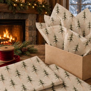 Rustic Kraft Elegant Woodland Forest Pine Tree Tissue Paper