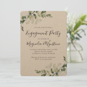 Rustic Kraft Eucalyptus Engagement Party Invitation