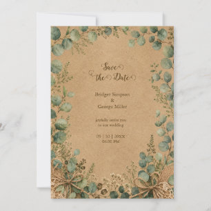 Rustic Kraft Eucalyptus lace Wedding Invitation