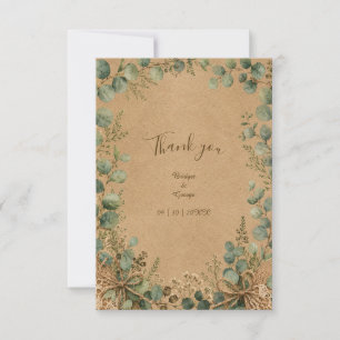 Rustic Kraft Eucalyptus lace Wedding Thank You Card