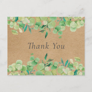Rustic Kraft Eucalyptus Leaves Business Thank You Postcard