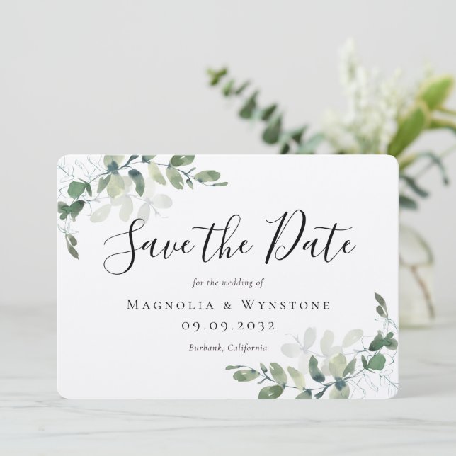 Rustic Kraft Eucalyptus Wedding Save The Date (Standing Front)