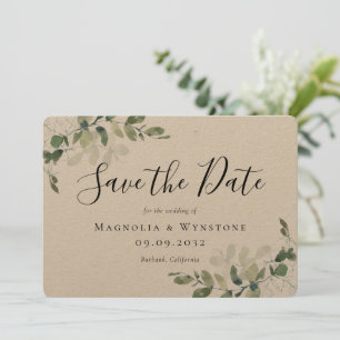 Rustic Kraft Eucalyptus Wedding Save The Date