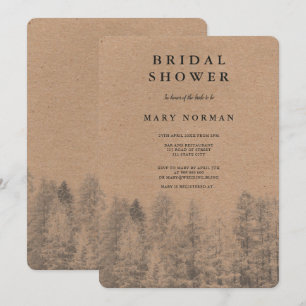 Rustic kraft Fall winter pine trees bridal shower Invitation