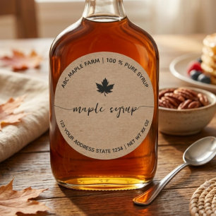 Rustic kraft Farmhouse Maple Syrup Label