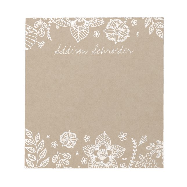 Rustic Kraft Floral Easter Notepad (Front)