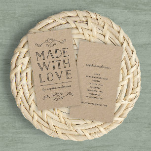Rustic Kraft Flourishes Made With Love Business Card