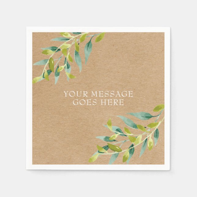 Rustic Kraft  Fresh Meadow Greenery Napkin (Front)