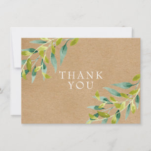 Rustic Kraft Fresh Meadow Leaves Thank You Card