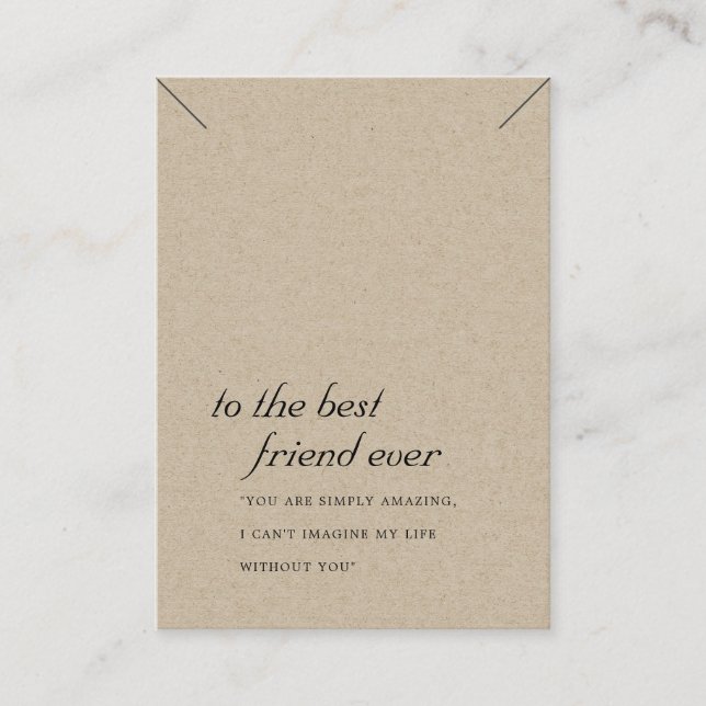 RUSTIC KRAFT FRIEND GIFT NECKLACE DISPLAY CARD (Front)