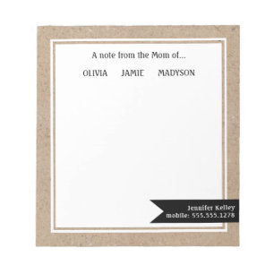 Rustic Kraft "From the Mum of", Personalised Notepad