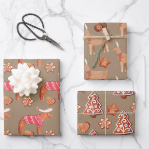 Rustic Kraft Gingerbread Cookies Wrapping Paper Sheet