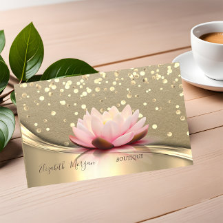 Rustic Kraft, Gold Confetti,Lotus Business Card