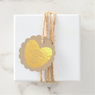 Rustic kraft gold heart custom Valentine's Day Favour Tags