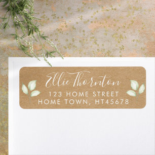 Rustic Kraft Greenery Script Name Return Address