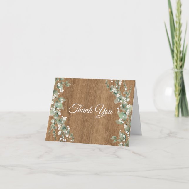 Rustic Kraft Greenery Thank You Card | Eucalyptus (Front)