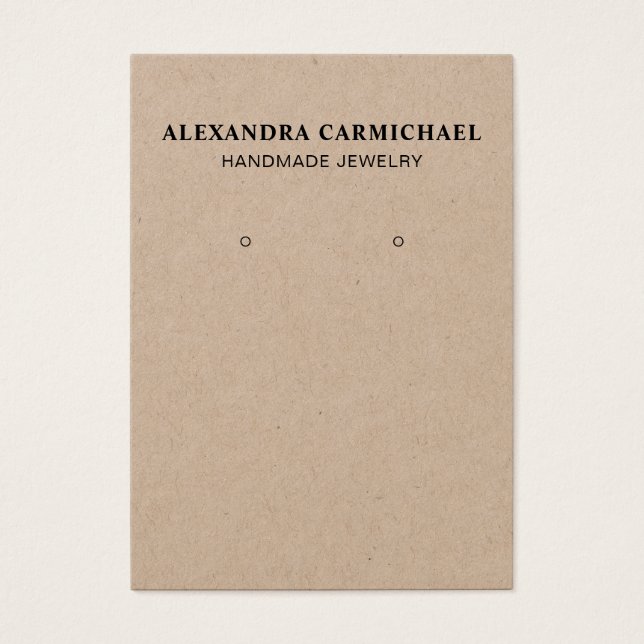 Rustic Kraft Handmade Jewelry Earring Display Card (Front)