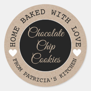 Rustic Kraft Home Baked With Love Choco Cookies  Classic Round Sticker