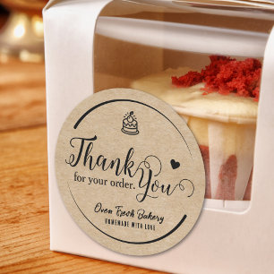 Rustic Kraft Homemade Bakery Thank You Classic Round Sticker