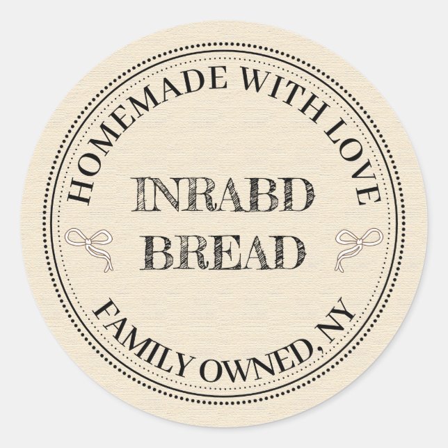 Rustic Kraft Homemade Baking Label Round Sticker (Front)