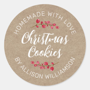 Rustic Kraft Homemade Christmas Cookie Classic Round Sticker