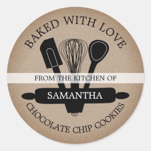 Rustic Kraft Homemade Cookies Baked With love Classic Round Sticker